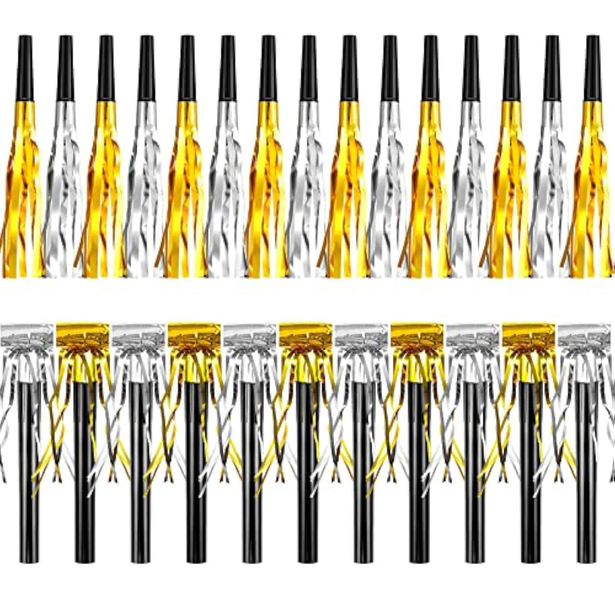80 Pcs Metallic Party Noise Makers Gold & Silver Blowouts for NYE & Birthdays