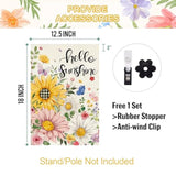 Spring Summer Garden Flag Double Sided 12.5 X 18 Inch Burlap With Clip And Stopper,Hello Sunshine Sunflowers Daisy Flag Seasonal Farmhouse Yard Lawn Outside Outdoor Decoration