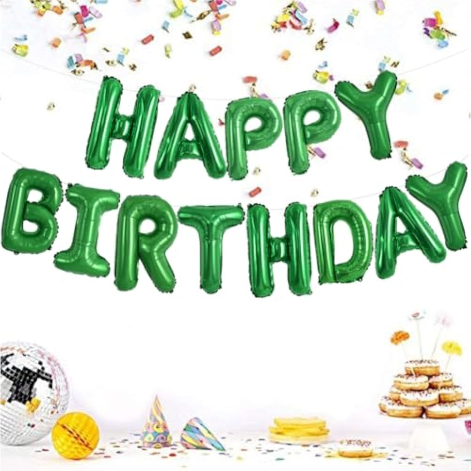 Green 16" Mylar Happy Birthday Letter Balloons Banner Reusable Party Decor