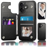 Designed For Iphone 16 Case Wallet With Card Holder, [Magnetic Clasp Cover] [Rfid Blocking Leather Protection] Shockproof Women Men Cases 6.1 Inch For Apple 16 Black