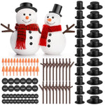 Snowman Kit Snowman Hats For Crafts, 200Pcs Snowman Craft For Kids,Snowman Decorating Kit Includes 120 Christmas Buttons,20 Tiny Top Hats,40 Tiny Hands,20 Mini Carrots Noses