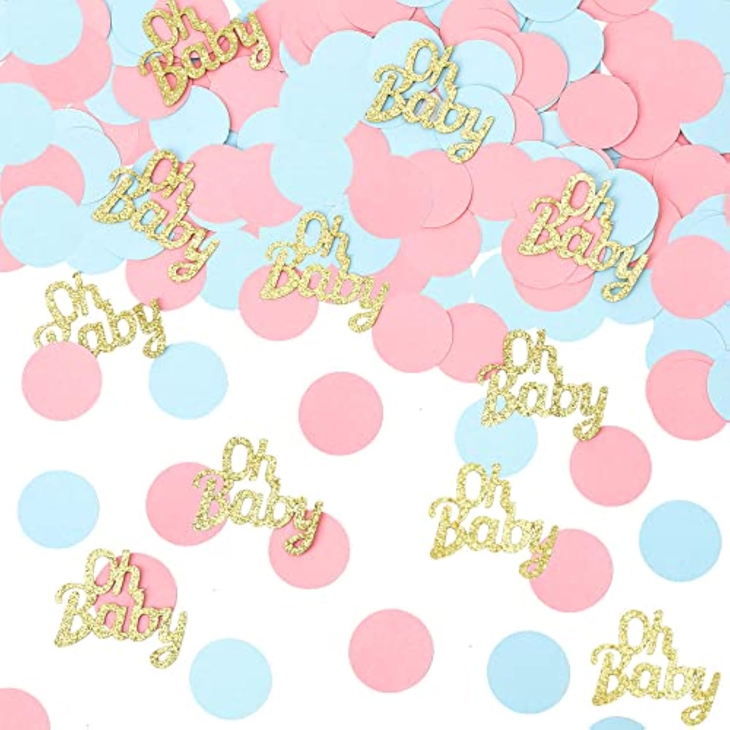 Oh Baby Shower Gender Reveal Confetti - 220 Pcs Glitter Pink Blue Round Table Confetti For Baby Shower Party Decorations