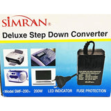 Simran SMF-200 Deluxe 200 Watts Step Down Voltage Converter for International Travel to AC 220V/240V Countries, Ideal for Laptops, Cameras, iPhones, BlackBerry, iPods etc