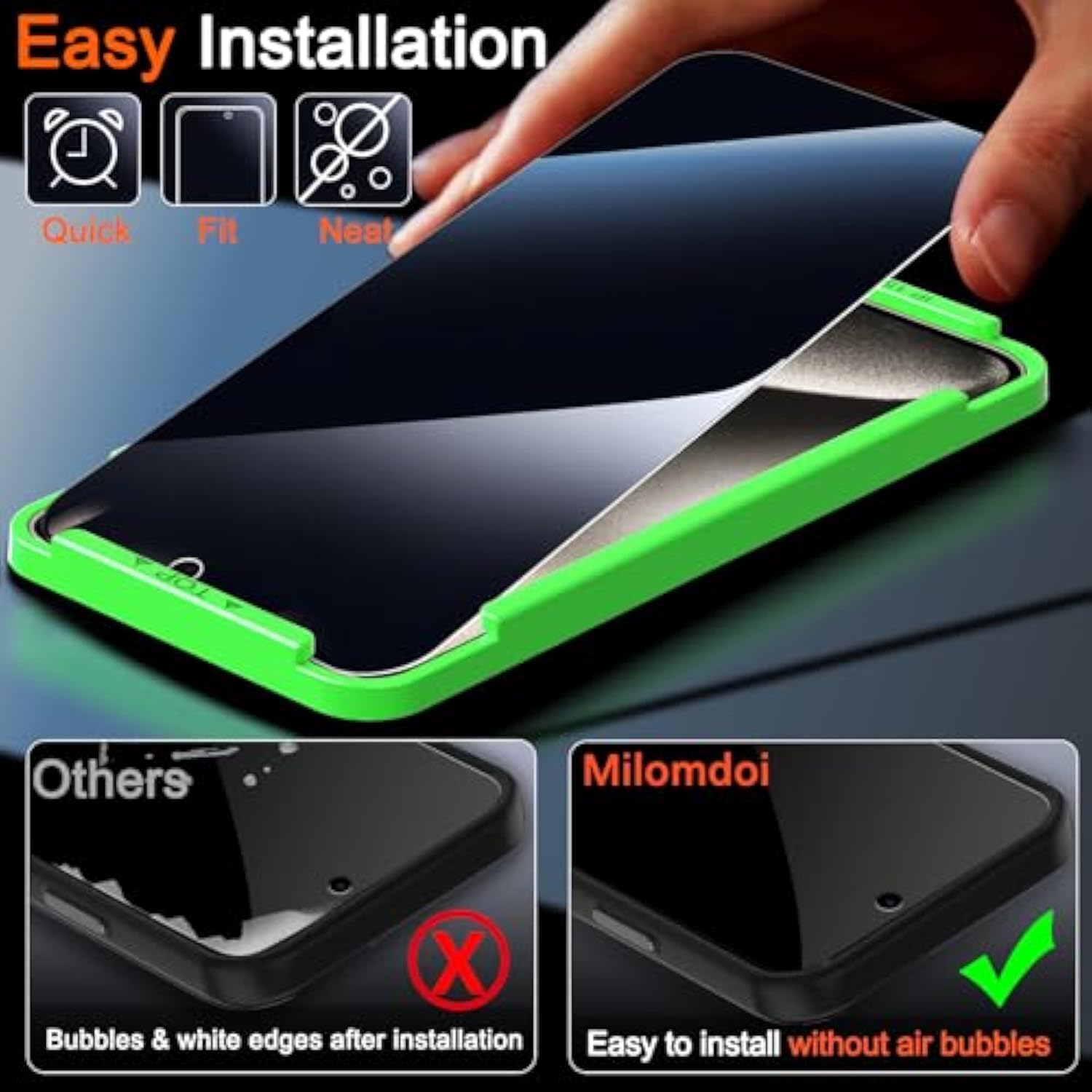 Iphone 15 Pro Max Privacy Screen Protector 3 Pack With Camera Lens Black
