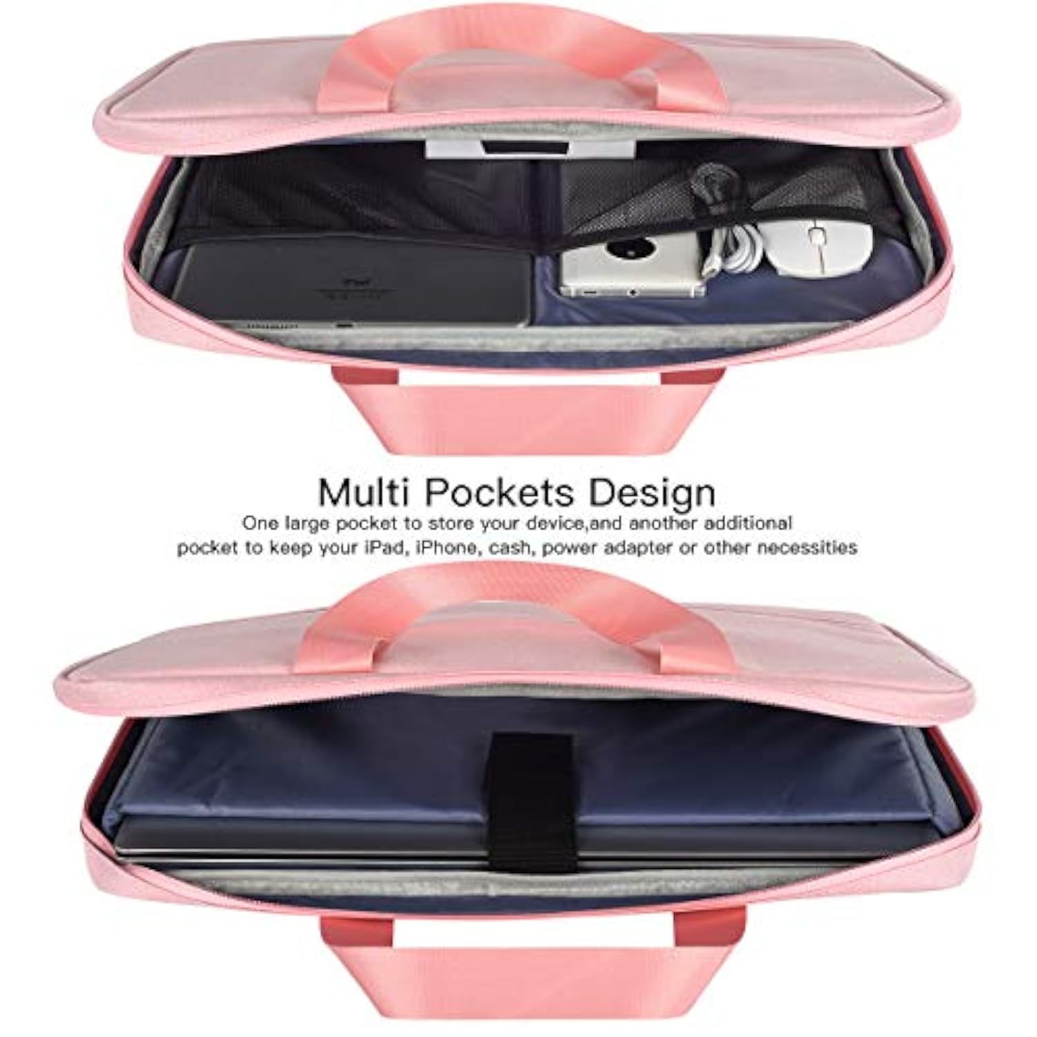 17-17.3 Inch Laptop Briefcase For Women Ladies Bag With Organizer For New Hp Envy 17.3, Dell Inspiron 17/Dell G3 G7 17.3, Lenovo Ideapad 330 L340 17.3, Tuf 17.3, Msi Gs75 Gl75 Gf75 17.3" Case, Pink