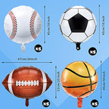 20 Pieces Sports Foil Balloon Set, Baseball Balloons Football Balloons