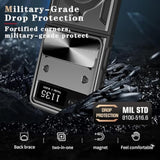 Motorola Razr 2023 Military-Grade Protective Armor Case with 360°Ring Magnetic Kickstand and Slide Camera Lens Cover, Black