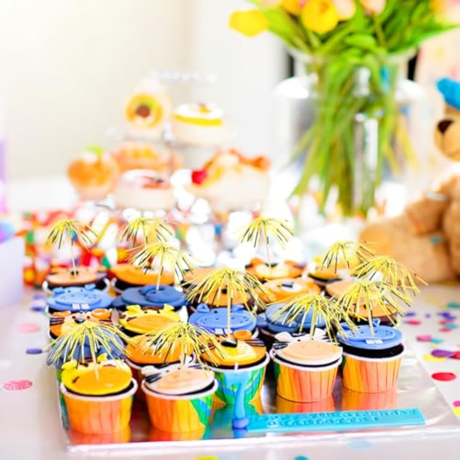 200 Gold Cupcake Toppers Firework Picks for New Year Party Table Decorations