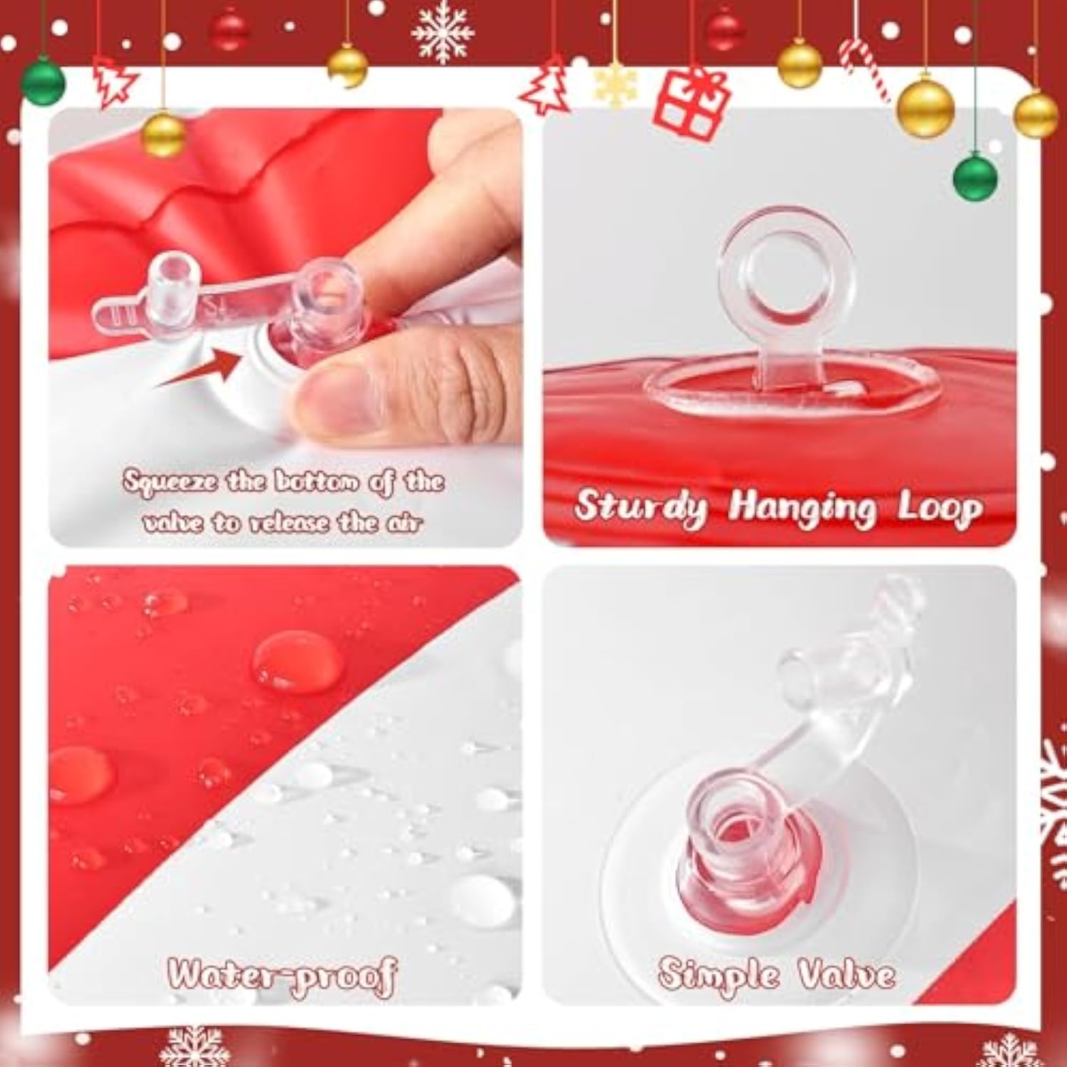 Christmas Decorations Outdoor: 12Pcs Red & White Peppermint Candy Inflatable Christmas Balls, Big And Small Pvc Balls Xm