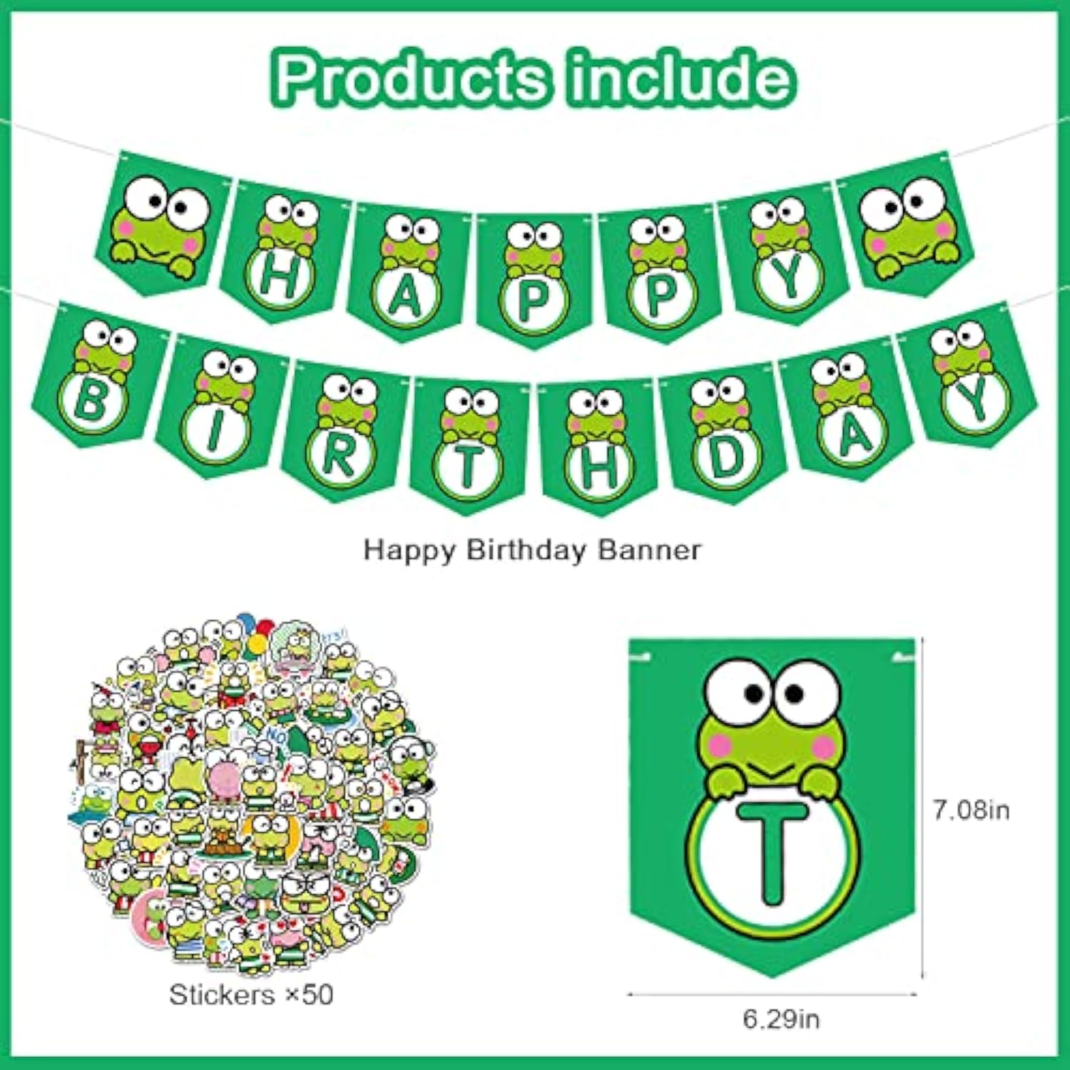 Frog Party Decorations – 83Pcs Set with Banner, Balloons, Cupcake Toppers & Stickers for Kids