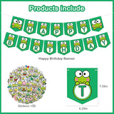 Frog Party Decorations – 83Pcs Set with Banner, Balloons, Cupcake Toppers & Stickers for Kids