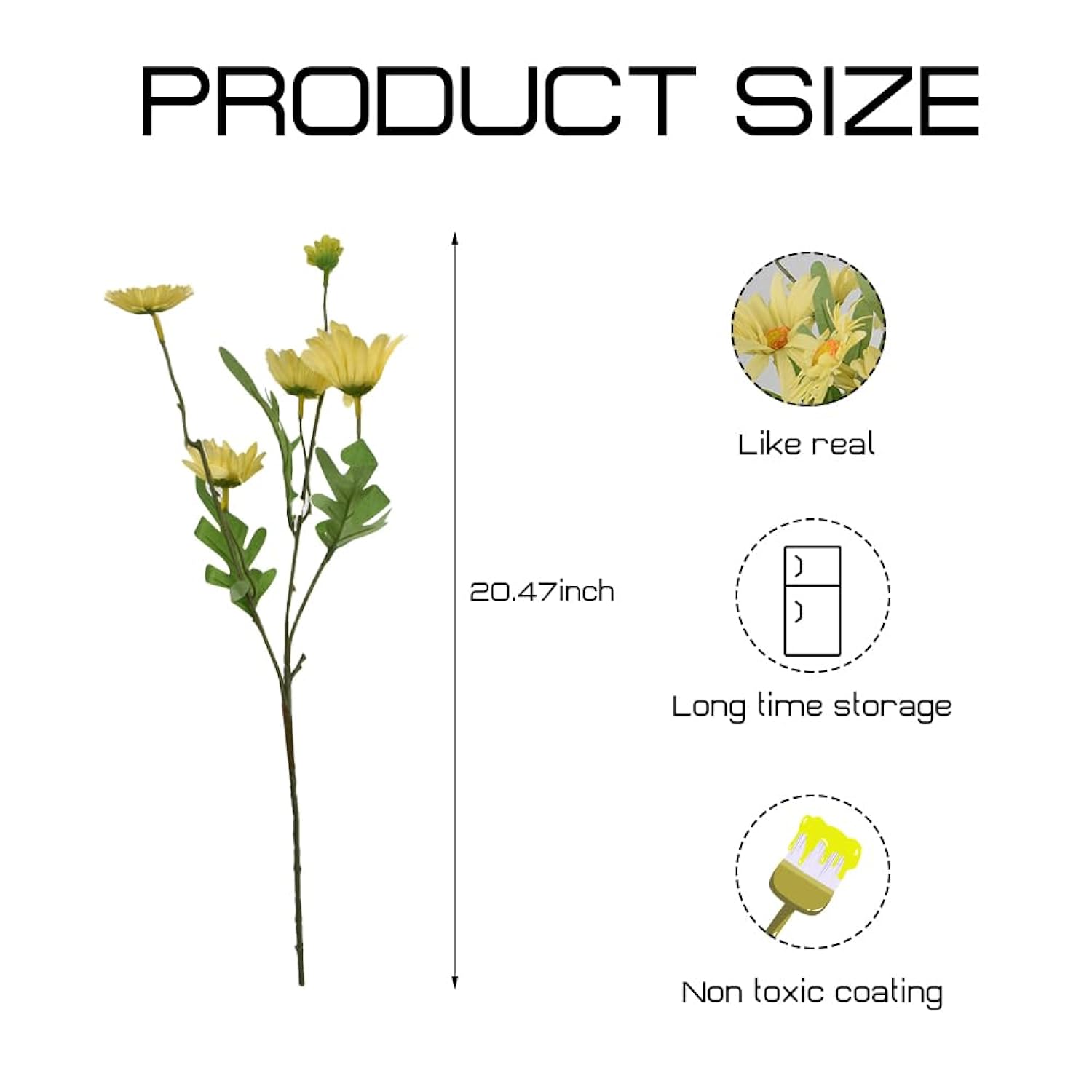 Artificial Daisy Flowers 6Pcs, Artificial Wildflowers Silk Flower Bouquets Faux Flowers For Vase Plastic Floral Table Centerpieces For Home Kitchen Garden Party Decor