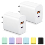 2-Pack USB C Wall Charger, Dual Port PD Adapter Fast Charge for iPhone, iPad