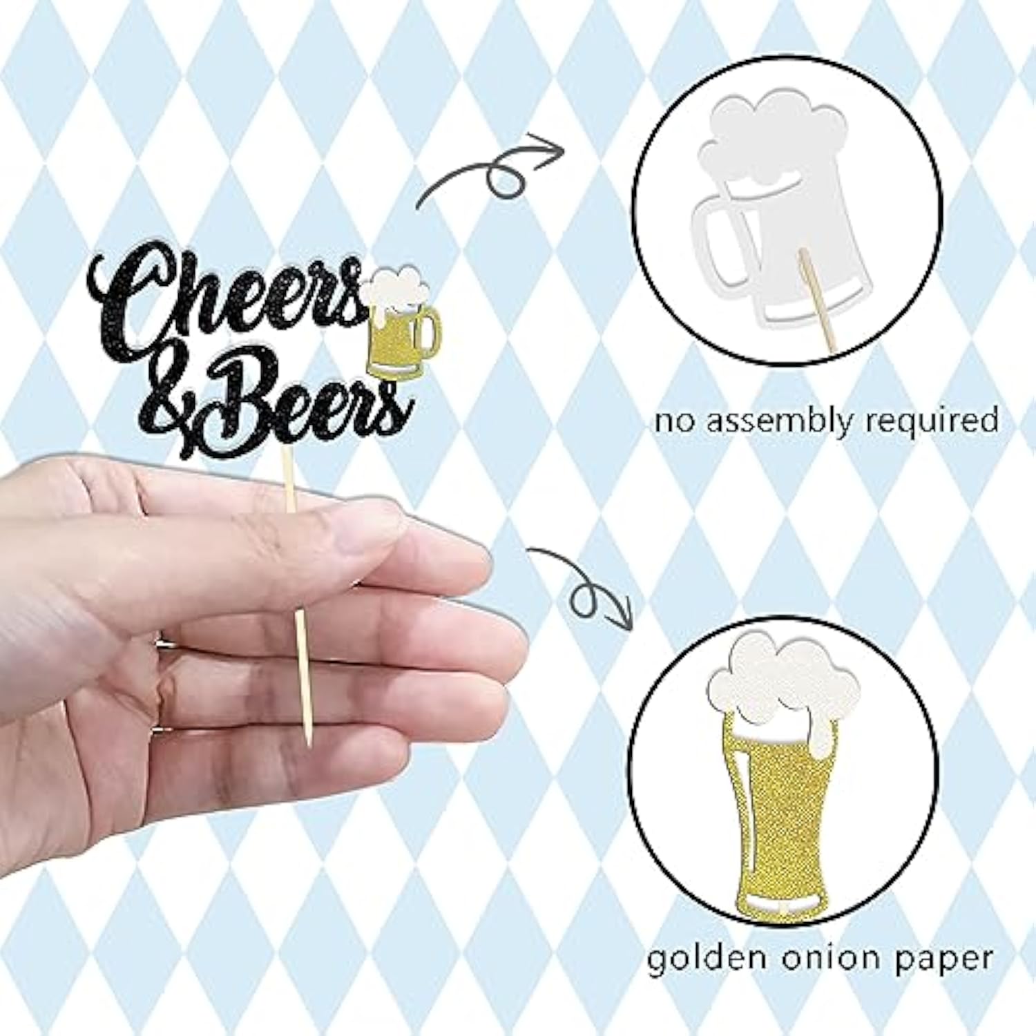 24 Pcs Glitter Cheers And Beers Cupcake Toppers Glitter Beer Mug Milk Bottle Cupcake Picks Decorations For Baby Shower Birthday Beer Themed Party Supplies (Cheers & Beers)