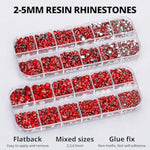 11000Pcs Red Rhinestones With B7000 Glue For Crafts Clothing Clothes Nails Crafting Shoes Tumblers Tshirt, Rinestones Flatback Gems Flat Back Crystals Diamonds 2-5Mm Assorted Mixed Sizes