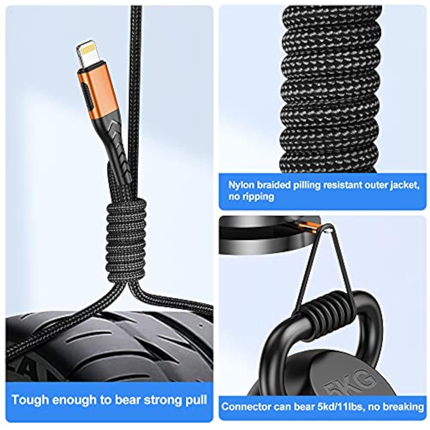 Iphone Charger, [Mfi Certified] 3Pack 6Ft Lightning Cable For Usb A Charger Cable, Fast Iphone Charging Cord Compatible With Iphone Xs Max/Xs/Xr/X/8/7/6S/6/Plus/Se/Ipad(Orange)