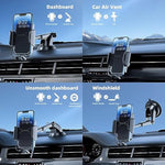 Phone Mount For Car, [ Off-Road Level Suction Cup Protection ] 3In1 Long Arm Suction Cup Holder Universal Cell Phone Holder Mount Dashboard Windshield Vent Compatible With All Smartphones