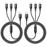 2Pack Multi Charger Cable [3.5A/6Ft] 3 In 1 Braided Usb Fast Charging Cable With Ip/Type C/Micro Usb Ports Adapter For Phone 15/14/13/12/11/X/8/7/Samsung Galaxy/Pixel/Htc/Lg/Huawei/Tablets.