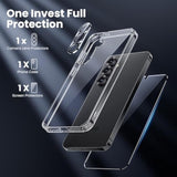 Anti-Yellowing For Samsung Galaxy S25 Plus Crystal Clear Case With Screen Protector*1 Camera Lens Protector*1, [12Ft Mil-Grade Protection], Cover For Samsung Galaxy S25 Plus 6.7 Inch, Clear