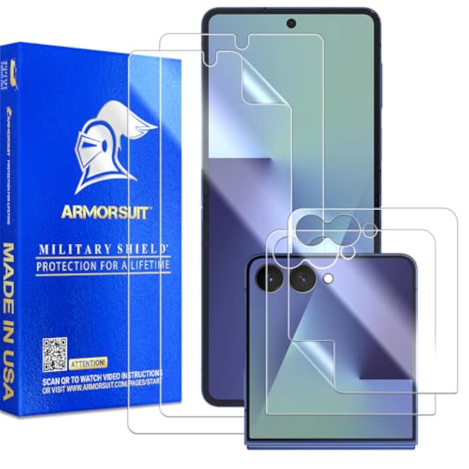 ArmorSuit 2+2 Pack for Samsung Galaxy Z Flip 7 Screen Protector Case Friendly MilitaryShield HD Clear Film - Made in the USA