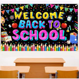 Welcome Back To School Banner Backdrop, Back To School Decorations For Classroom School, First Day Of School Banner Backdrop, Welcome Back To School Party Decorations