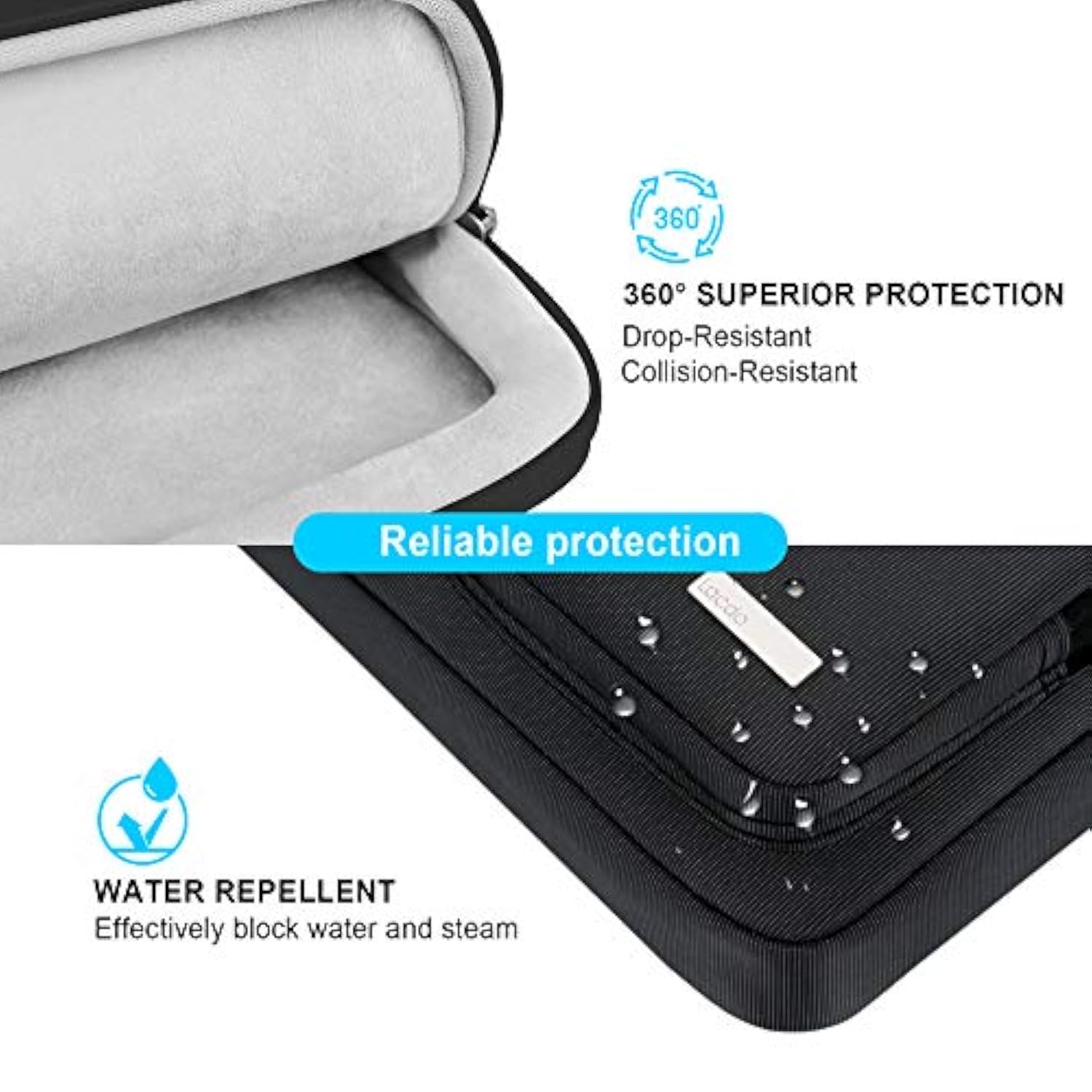360° Protective Laptop Shoulder Bag, 15-15.6 Inch Laptop Sleeve Case For Acer Hp Lenovo Dell Asus Laptop, Acer Aspire, Hp Pavilion, Dell Inspiron, Lenovo Ideapad,Asus Zenbook Computer Bag, Black