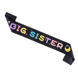 Big Sister Sash Black Stain Baby Shower Sash For Baby Shower Big Sister To Be Party Decorations