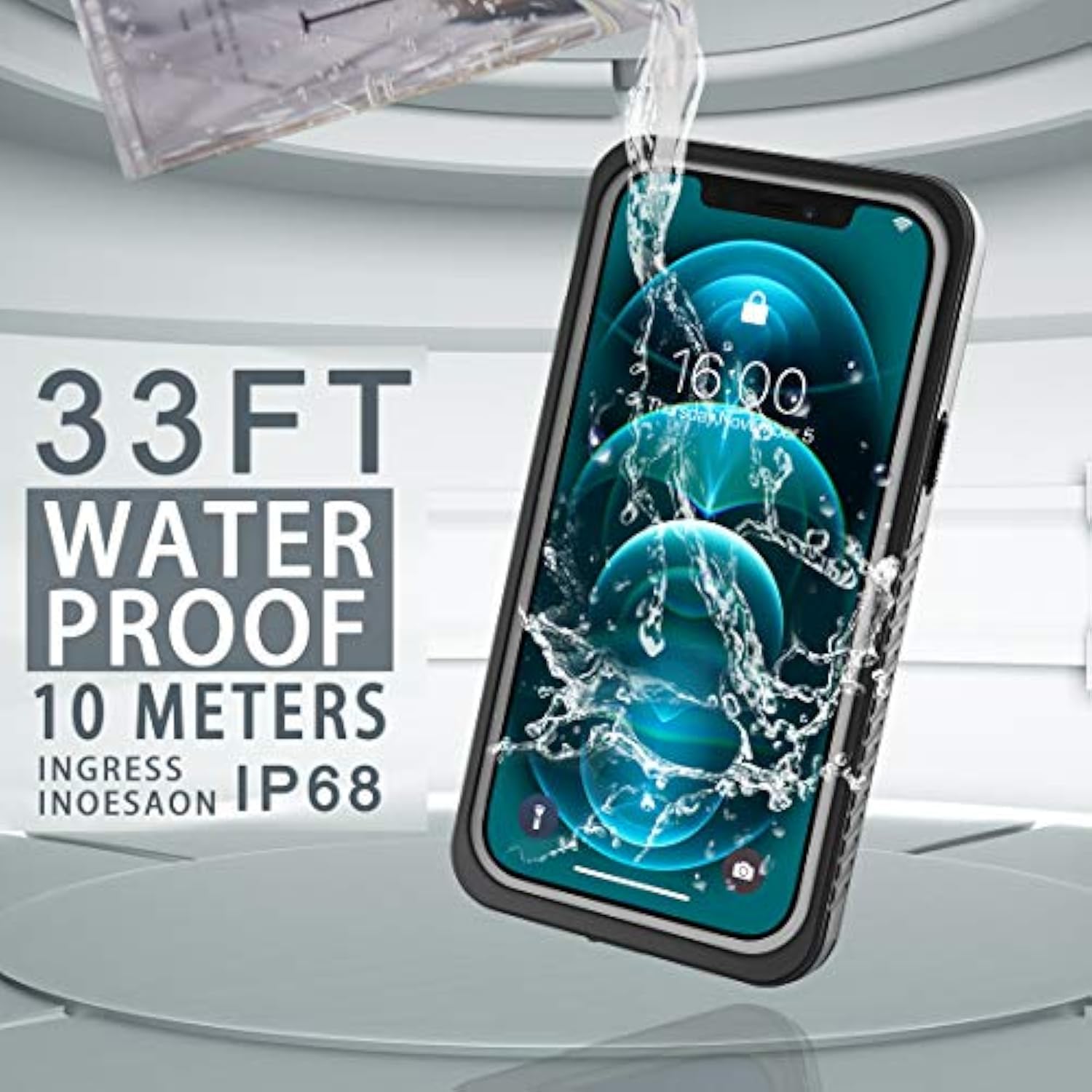 For 12 Waterproof Case,Waterproof Shockproof Dustproof Ip68 Full-Body Hard Case Built-In Screen Protector Underwater Outdoor Waterproof Cover For 12,6.1 In (Clear)