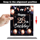 Happy 28Th Birthday Black & Gold Balloon Acrylic Table Poster Centerpi