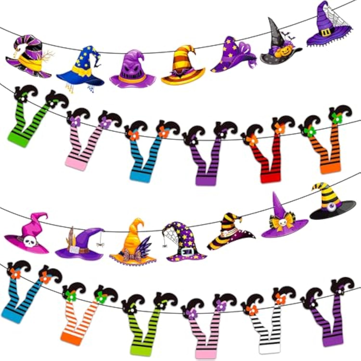 Halloween Witch Hat & Boot Banner Set - Witch Theme Party Decor