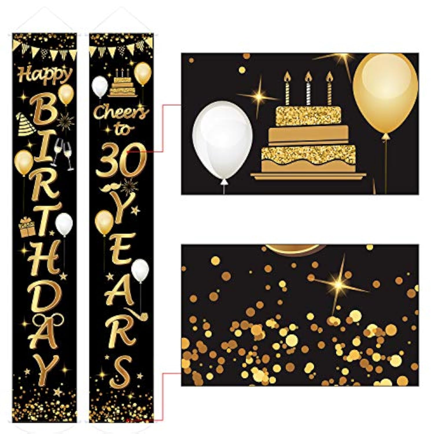 2 Pieces 30Th Birthday Party Decorations Cheers To 30 Years Banner 30T