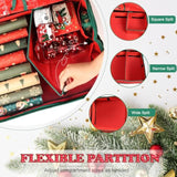 42'' Gift Wrap Organizer Christmas Wrapping Paper Storage Sturdy 600D Oxford Fabric Xmas Accessories Containers Bag Large Capacity Ornaments Storage Box (Red)