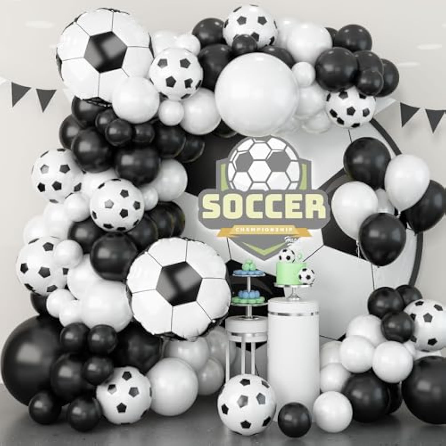 94pcs Soccer Balloon Arch Kit – Black & White Balloons for Football Party Decor