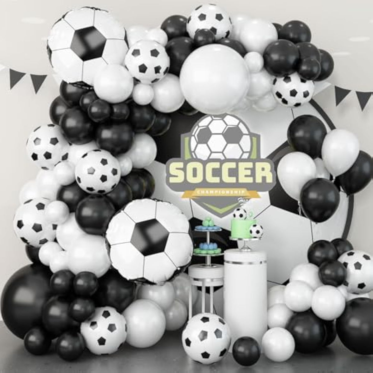 94pcs Soccer Balloon Arch Kit – Black & White Balloons for Football Party Decor