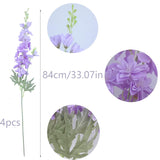 Purple Artificial Delphinium Flowers Silk Larkspur Flowers Faux Snapdragon Long Stem Fake Plant Spray Arrangement For Home Office Garden Wedding Table Vase Decor (Purple)