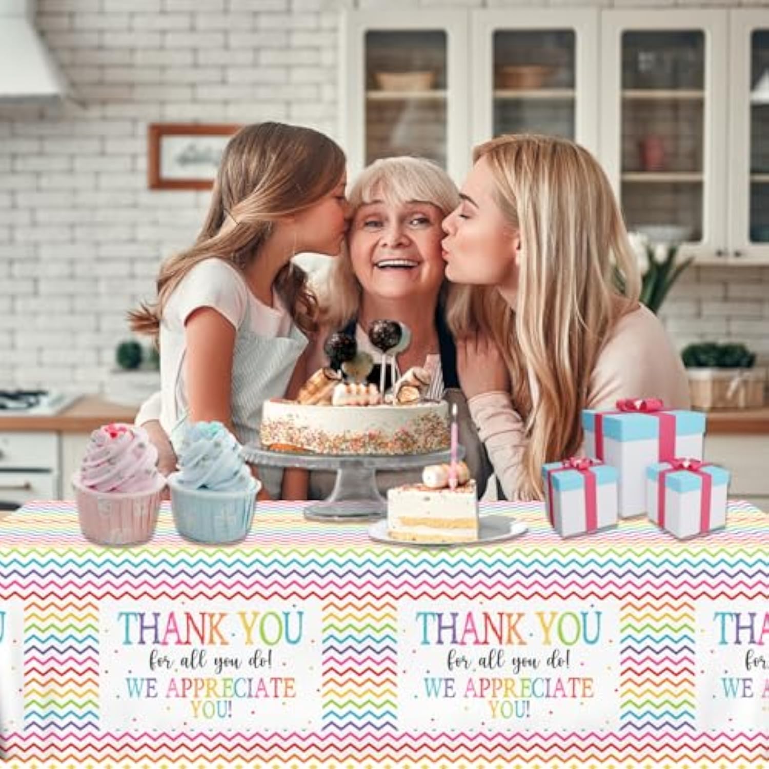 3Pcs Thank You Table Cloth Plastic We Appreciate You Table Cover Rectangle Appreciation Tablecloths Thankful Decor Grateful To Employee Teacher Doctor Thanksgiving Decor, 70.8" X 42.5"