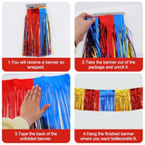 Red Blue Gold Fringe Garland Banner 30ft Wall Tinsel Foil Streamer