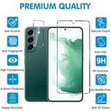 3 Pack Samsung Galaxy S22 5G Tempered Glass Screen Protectors with Camera Covers