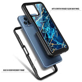 Designed For T-Mobile Revvl 6 5G / Revvl 6X 5G Phone Case With [Built-In Screen Protector], Full-Body Shockproof Protective Rugged Bumper Cover (Marble Design Sapphire)
