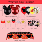 Cartoon Mouse 3Rd Birthday Party Decorations - 3 Years Old Boy Party Supplies Includes Birthday Banner Garland, Door Sign, Tablecloth, Cake Cupcake Toppers, Mouse Head Balloons, Latex Balloons
