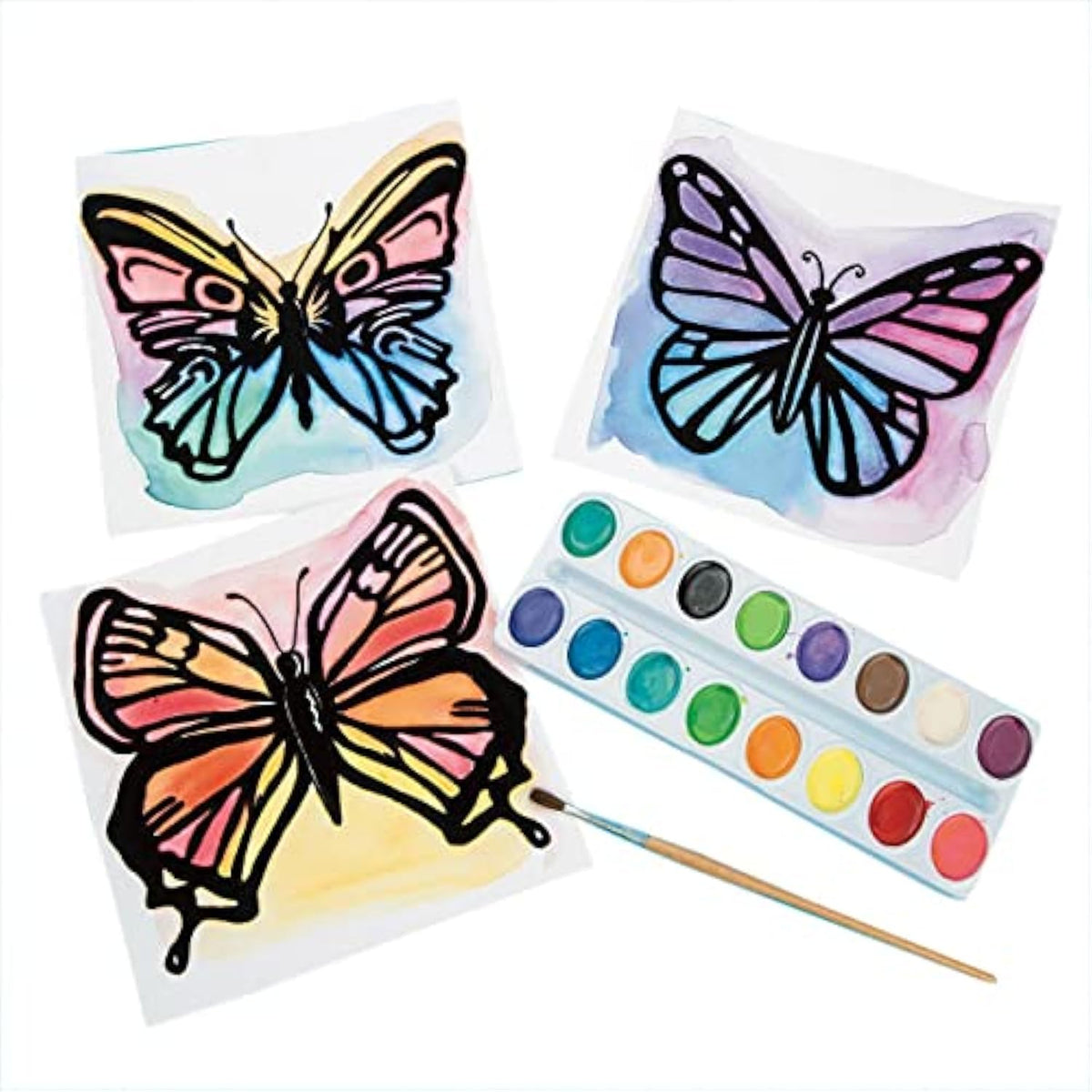S&S Worldwide-mp-PS1404 Watercolor Velvet Art Butterflies, 6-1/2in, Black (Pack of 30)