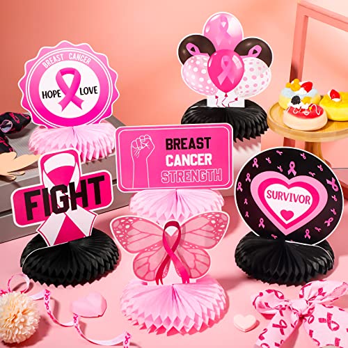 9 Pcs Breast Cancer Awareness Honeycomb Centerpiece Breast Cancer Decor