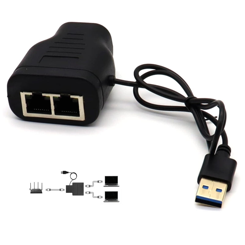 Rj45 Network Splitter Adapter, Rj45 1 To 2 Lan Ethernet Network Adapter Conver