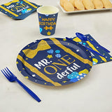 194PCS Mr. Onederful 1st Birthday Tableware Set – Plates, Cups, Napkins for 24