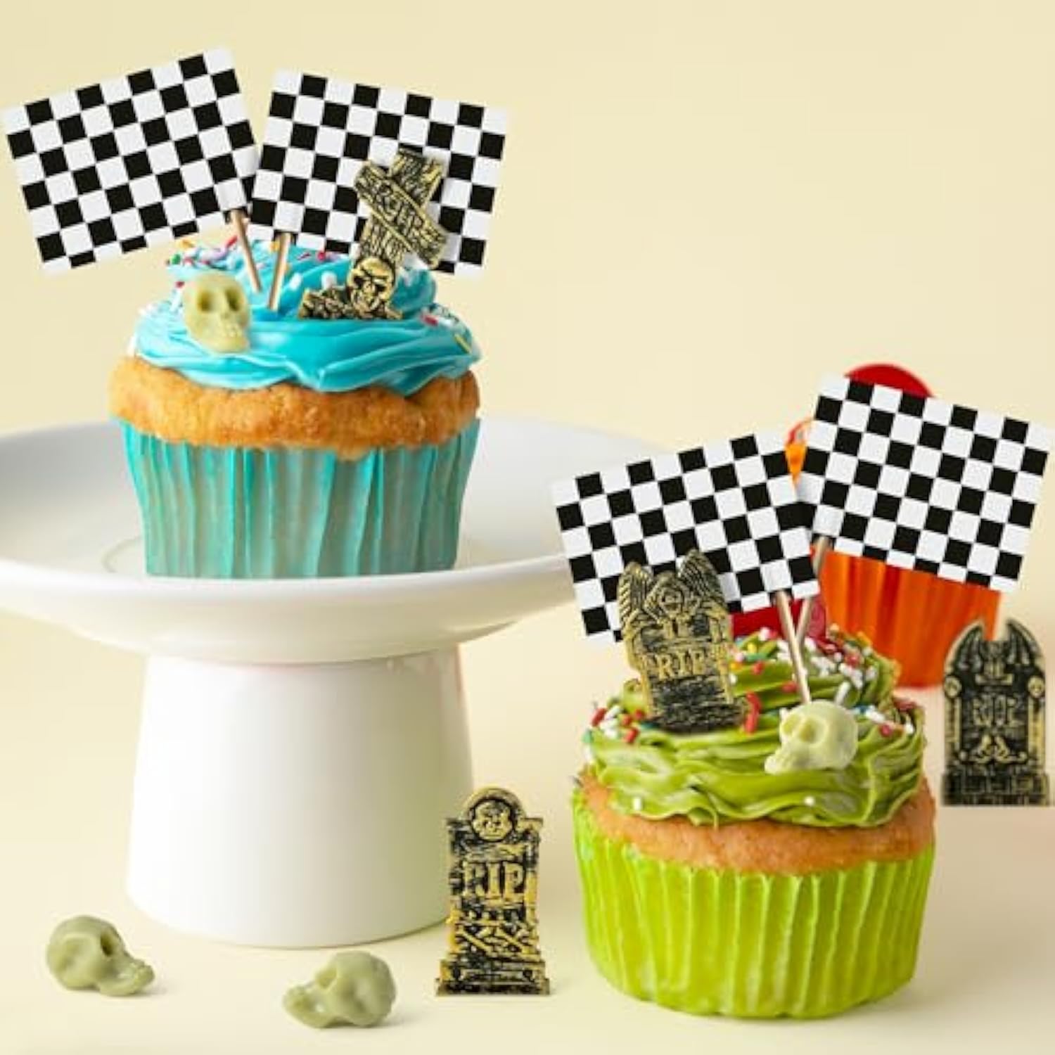 Monster Truck Cake Topper - 40Pcs Green And Purple Monster Truck Cake Decoration Racing Car Dessert Cupcake Topper For Kid Boy Birthday Truck Theme Party Baby Shower Table Decoration Supply