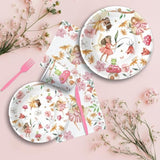 Fairy Birthday Decorations, Magical Enchanted Garden Fairy Party Decorations Supplies For Birthday Baby Shower, Paper Plate, Napkin, Cup, Banner, Tablecloth, Swirls, Cutlery, Serves 24