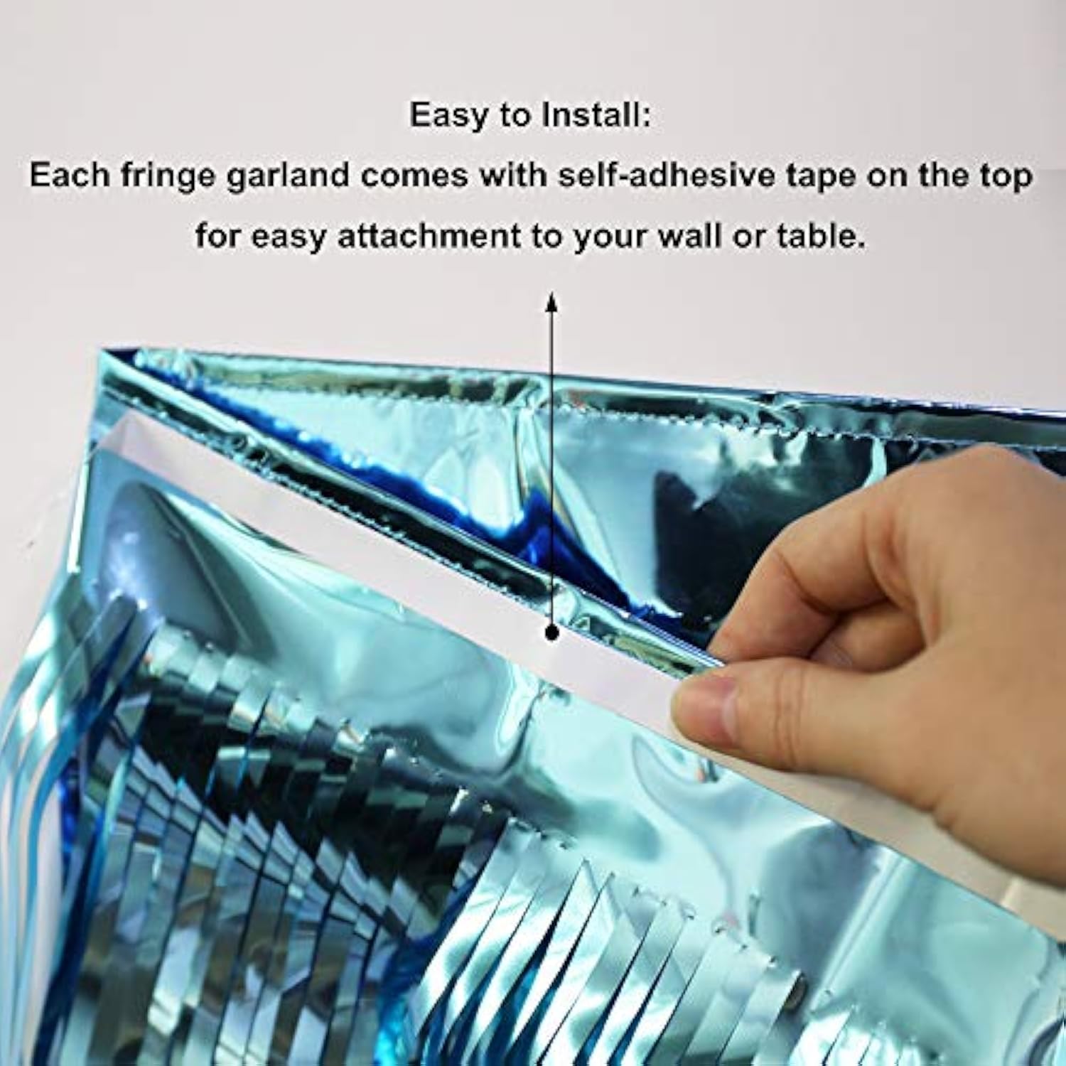 10 Feet By 15 Inch Turquoise Foil Fringe Garland, Shiny Metallic Tinsel Banner Ideal For Parade Floats, Bridal Shower, Wedding, Birthday, Christmas - Wall Ceiling Hanging Fringe Drapes