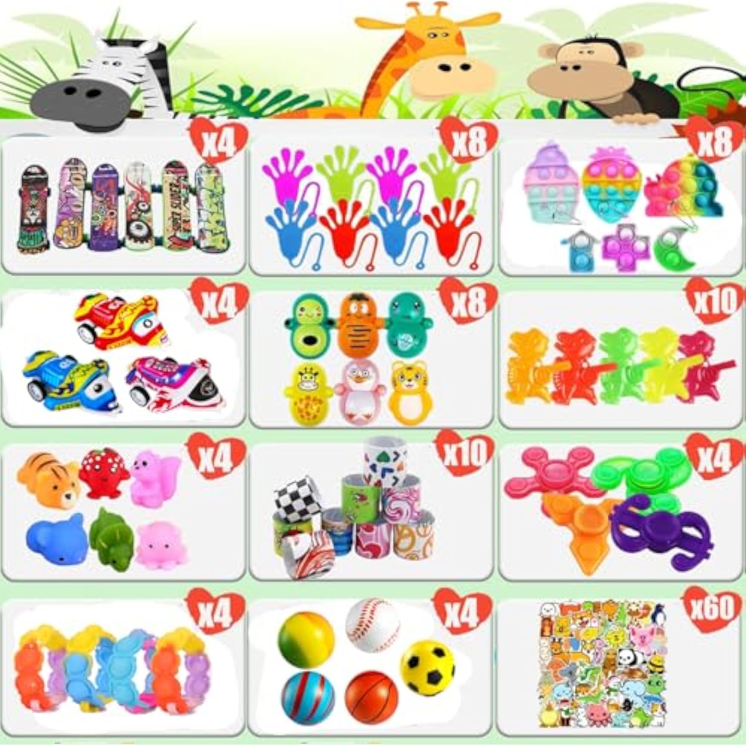 128-piece kids party favor toy set for classroom prizes and goodie bags