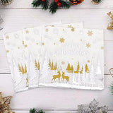 50 Pack Christmas Paper Napkins 6.5'' X 6.5'' Silver Foil Snowflake Disposable Napkins White Beverage Napkins Merry Christmas Elk For Winter Dinner Holiday Lunch Xmas New Year Party Supplies