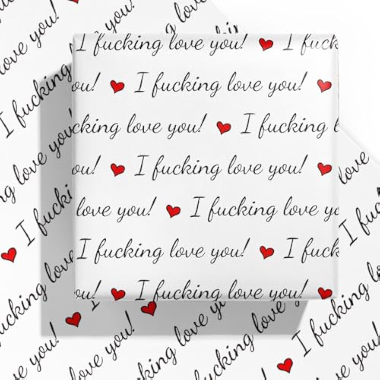 Funny Valentine'S Day Wrapping Paper Sheet - 6 Sheets I Fucking Love You Design Folded Flat For Wedding, Anniversary, Birthday, Party - 19.7 Inch X 27.5 Inch Per Sheet